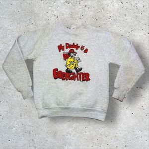 Vintage Kids My Daddy Is a Firefighter Sweatshirt Fruit of the Loom USA 14-16